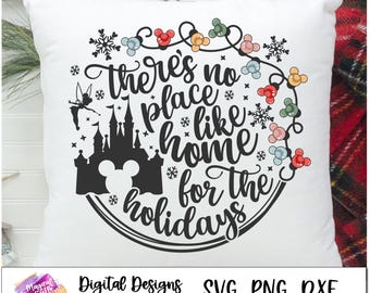 There's No Place Like Home For The Holiday SVG, Home for Christmas Svg, Christmas lights Shirt, Holiday Season Svg, Mouse, Christmas castle