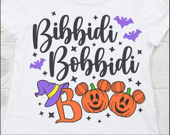 Bippidi Bobbidi Boo Pumpkin Svg, Mickey Halloween Pumpkin, cute Halloween design, Trick or Treat on Main Street, Castle, cut files, Dxf, Png