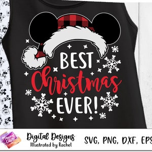Best Christmas Ever SVG, Santa Mickey head svg, Christmas Svg, Christmas Trip, Magic Castle Svg, Snowflake Mouse Svg, Mouse Ears Svg, plaid