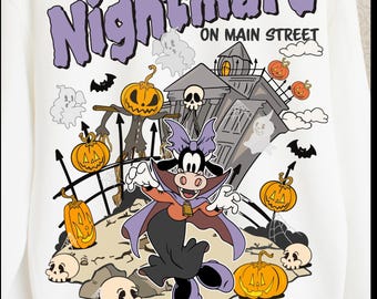 Retro Nightmare on Main Street, Spooky Clarabelle Halloween, Haunted Mansion, Sublimation Design, Digital File PNG, Instant Download 300 DPI