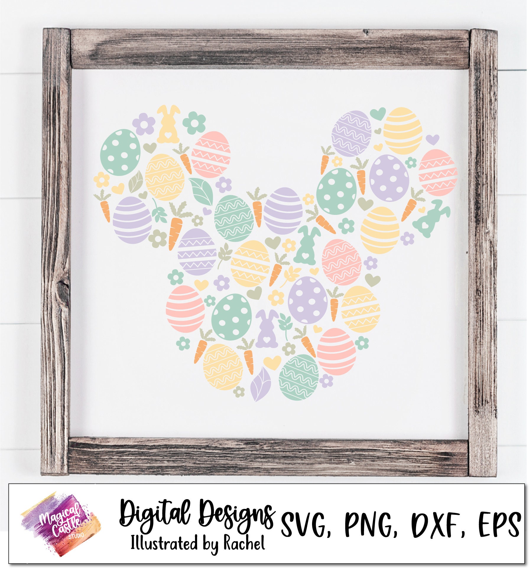 Mickey Minnie Mouse Easter Doodle Bundle Svg, Mouse Easter Frame Svg ...