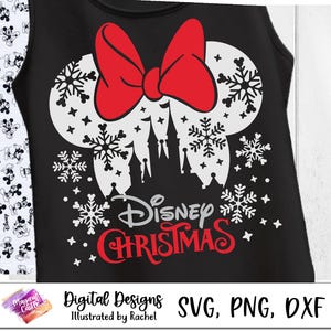 Minnie Christmas Mouse Ears Svg, Christmas Trip, Magic Castle Svg, Christmas Vacation, Minnie Merry Christmas SVG, png, Mickey Snowflake