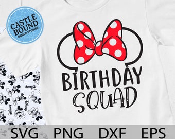 Minnie Birthday Squad svg, Disneyland Birthday trip, Minnie Birthday Matching Shirts, Family Birthday Shirts, Birthday Squad, Svg, PNG, DXF