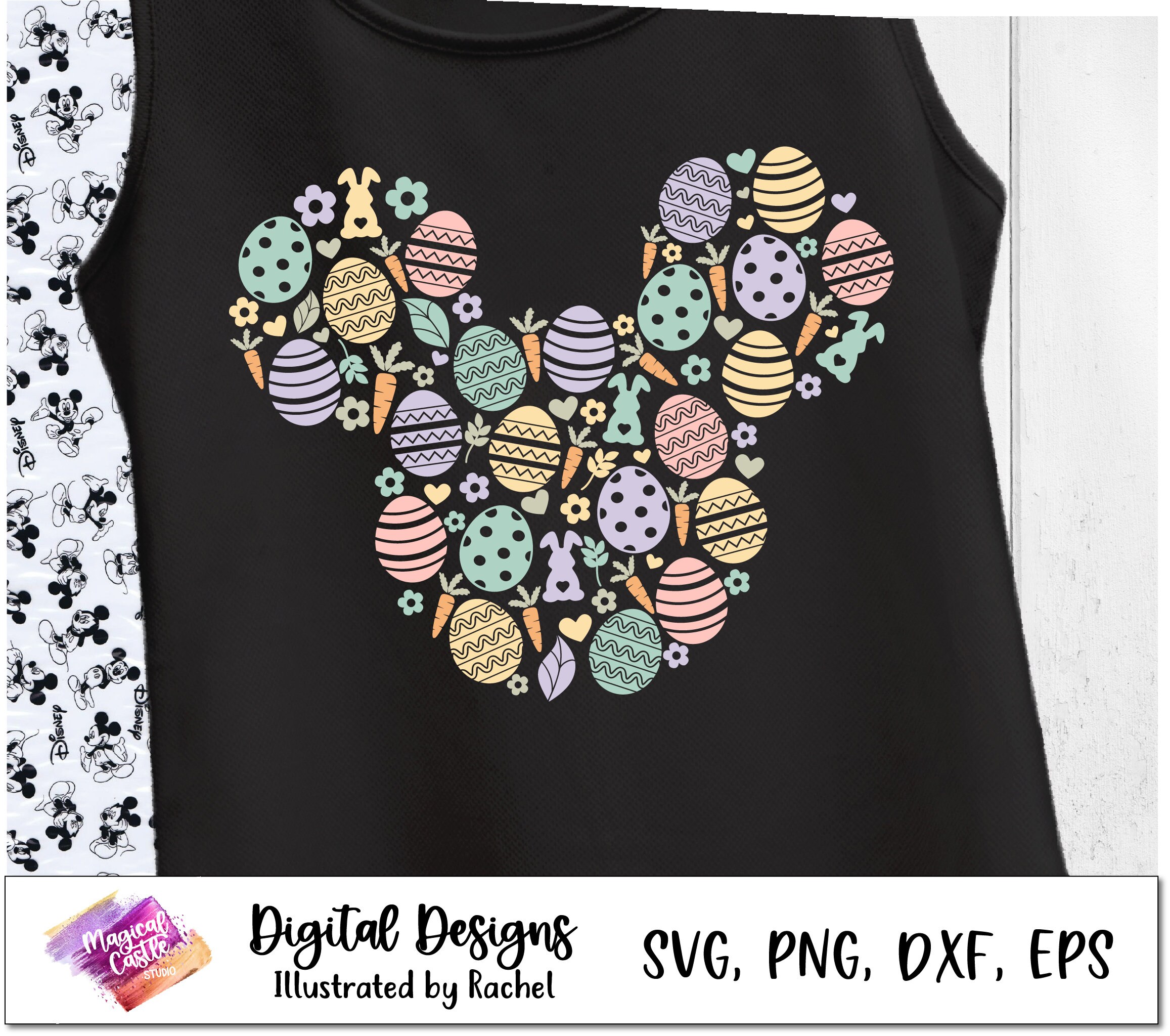 Mickey Minnie Mouse Easter Doodle Bundle Svg, Mouse Easter Frame Svg ...