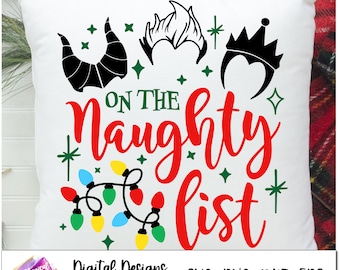 Villain Christmas, Villain Naughty List, Christmas Lights, Christmas Vacation svg, Guess who is on the Naughty List, print file png, layers