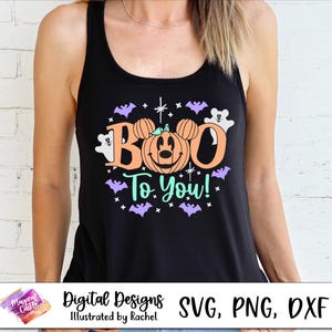 Boo to You SVG-shirt, Mickey-pompoen SVG, Oogie Boogie Bash, Halloween-pompoen SVG, spoken, vleermuizen, magisch kasteel, magische muizenoren, DXF, PNG afbeelding 8