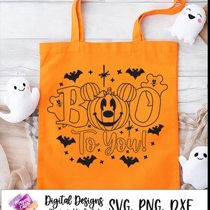 Boo to You SVG-shirt, Mickey-pompoen SVG, Oogie Boogie Bash, Halloween-pompoen SVG, spoken, vleermuizen, magisch kasteel, magische muizenoren, DXF, PNG afbeelding 6