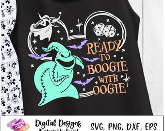 Boogie met Oogie, Halloween hoofdstraat, nachtmerrie voor Kerstmis, spookhuis SVG, Spooky Castle, Zero Ghost SVG, cricut cut-bestanden