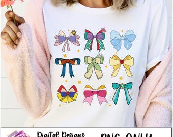 Princess Bows png, Coquette Princesses Png, Vintage Princess Png, Magical Coquette, Sublimation Png for Tshirts, princess bow shirt