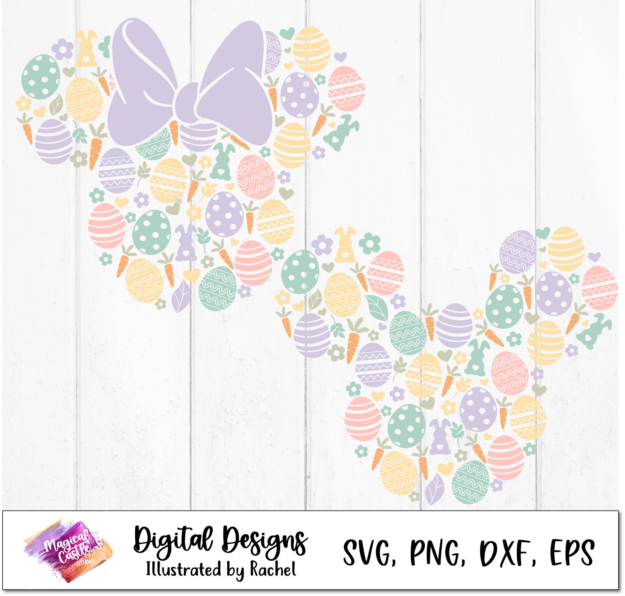 Mickey Minnie Mouse Easter Doodle Bundle Svg, Mouse Easter Frame Svg ...
