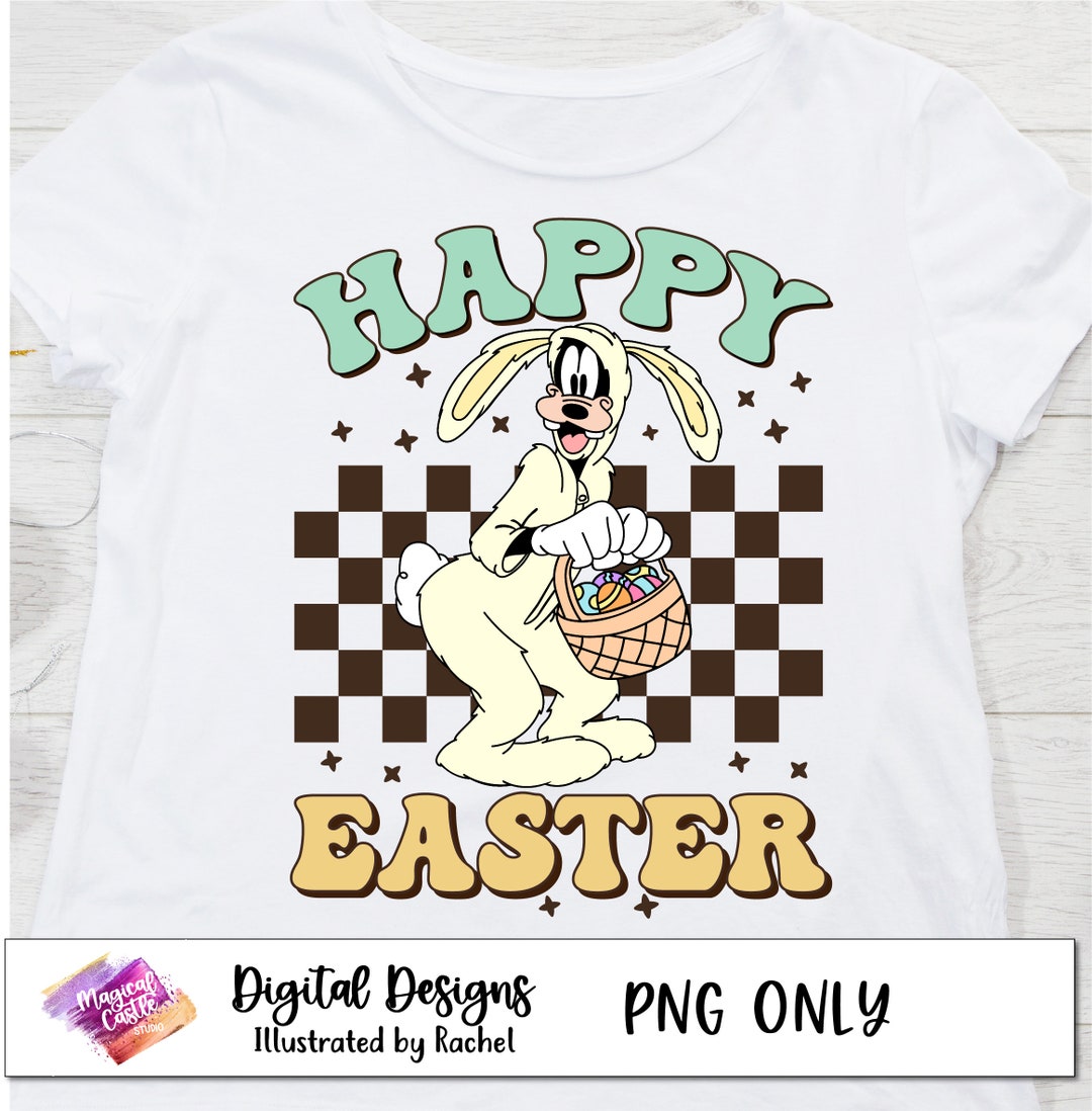 Goofy Happy Easter PNG, Retro Happy Easter Png, Bunny Goofy Png, Easter