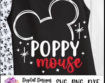 Poppy Mouse Ears Svg, Grandpa Shirt Design, Papa Mouse Cut file, Family Disneyland trip, Magic Castle, Magical Vacation, PNG, DXF