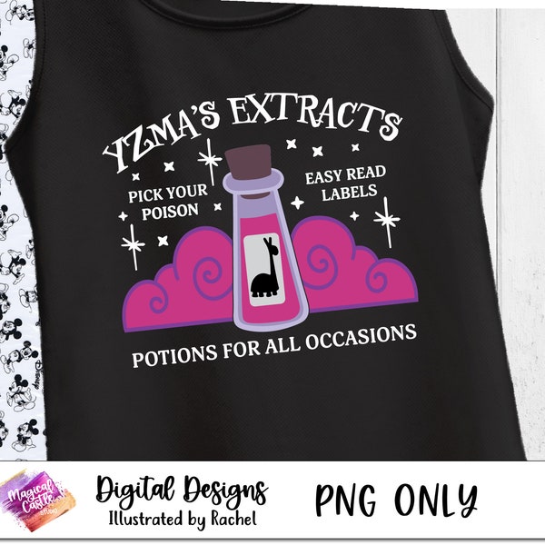 Yzma's extracten shirt Svg, Kies je Poison SVG, Llama Potion svg, Emperor's New Groove SVG, png shirt, halloween schurken Png, schurk tijdperk