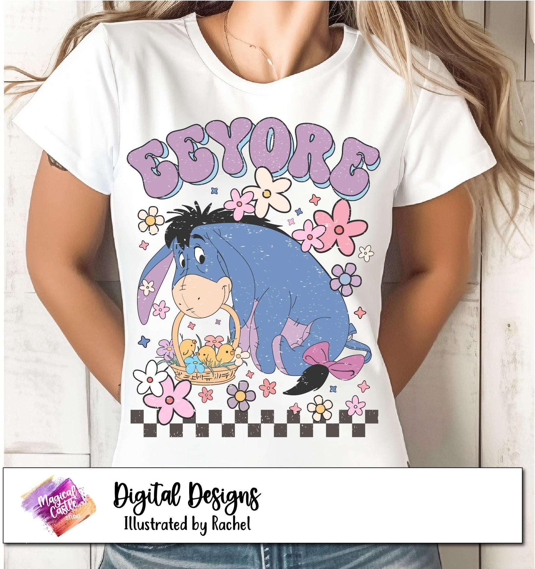 Eeyore Spring PNG, Retro Eeyore Easter Png, Magical Summer PNG