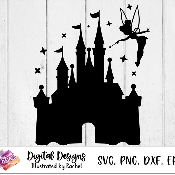 Castle cut file Svg, cinderella Castle Svg, Magical Castle Svg, Castle Silhouette Svg, Princess Castle Svg, Fairy, Mouse Ears Svg, Dxf, Png