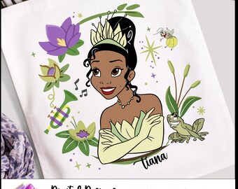 Princess and Frog Png, Princess Tiana Shirt Png, Princess Png For Sublimation, Family Vacation Png, Girls Squad Png, Princess Pastel Color