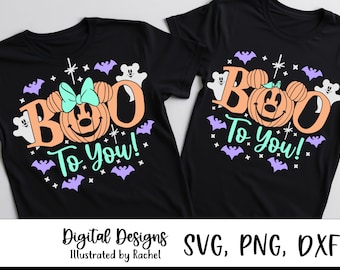 Boo to You Bundle svg shirt, Mickey and Minnie Pumpkin Svg, Oogie Boogie Bash, Halloween Pumpkin, ghosts, bats, Magic Mouse Ears, Dxf, Png