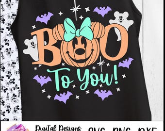 Boo to You svg shirt, Minnie Pumpkin Svg, Oogie Boogie Bash, Halloween Pumpkin Svg, ghosts, bats, Magical Castle, Magic Mouse Ears, Dxf, Png