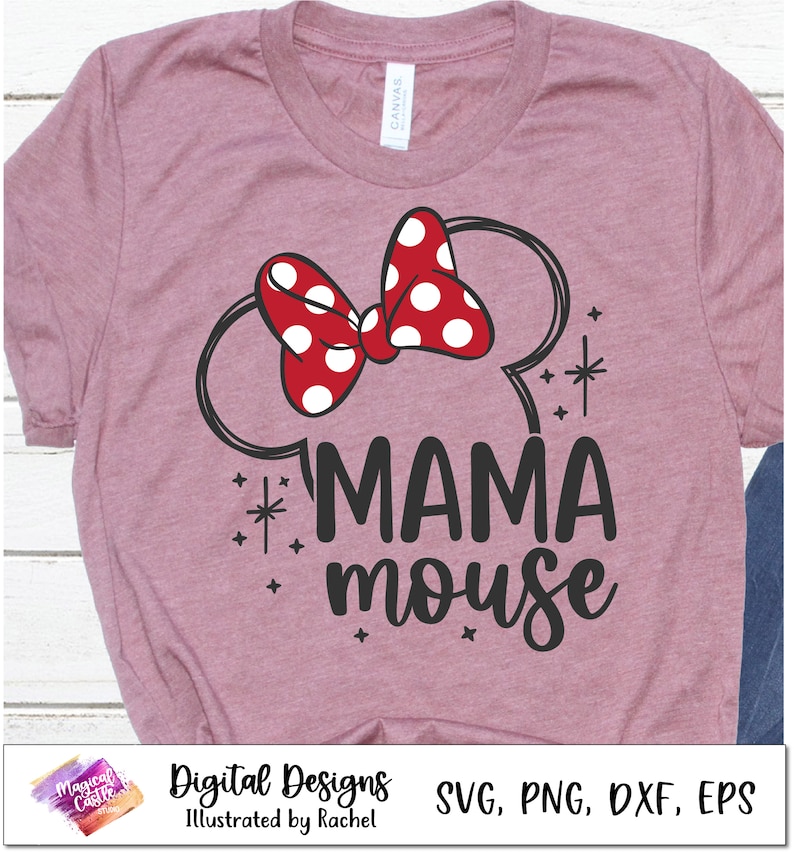 Mama Mouse Svg, Mom Life Svg, Regalo para mamá, Diseño de camisa de mamá, Archivo de corte de mamá, Primer viaje a Disneyland, Castillo Mágico, Vacaciones Mágicas, PNG, DXF imagen 6