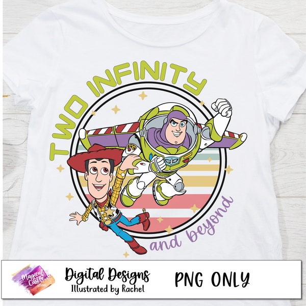 Two Infinity and Beyond png, Vintage Woody and buzz png, Retro Woody and buzz Png, Retro Family Vacation Png, Family Trip Png, Magic Castle