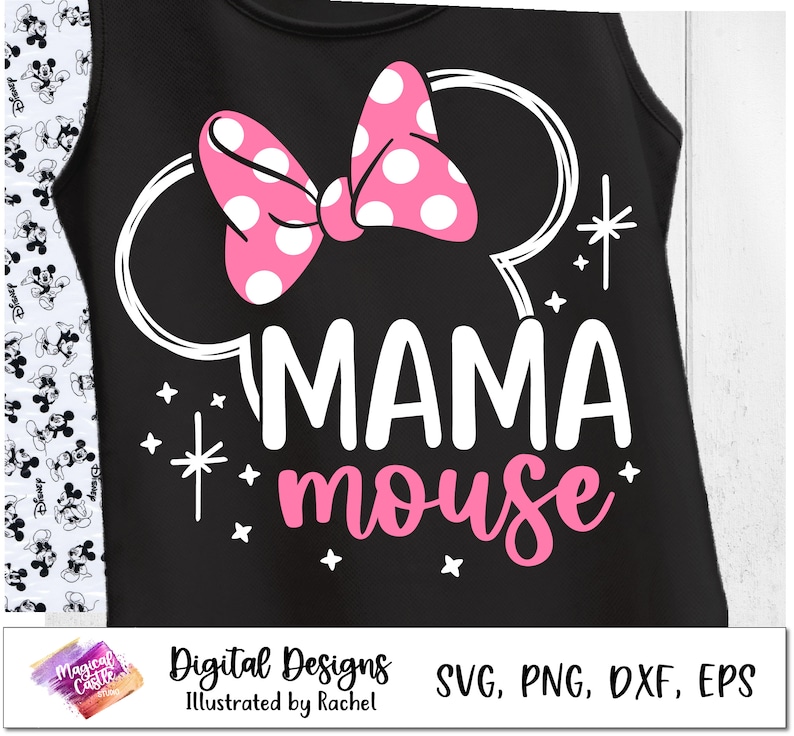 Mama Mouse Svg, Mom Life Svg, Regalo para mamá, Diseño de camisa de mamá, Archivo de corte de mamá, Primer viaje a Disneyland, Castillo Mágico, Vacaciones Mágicas, PNG, DXF imagen 5