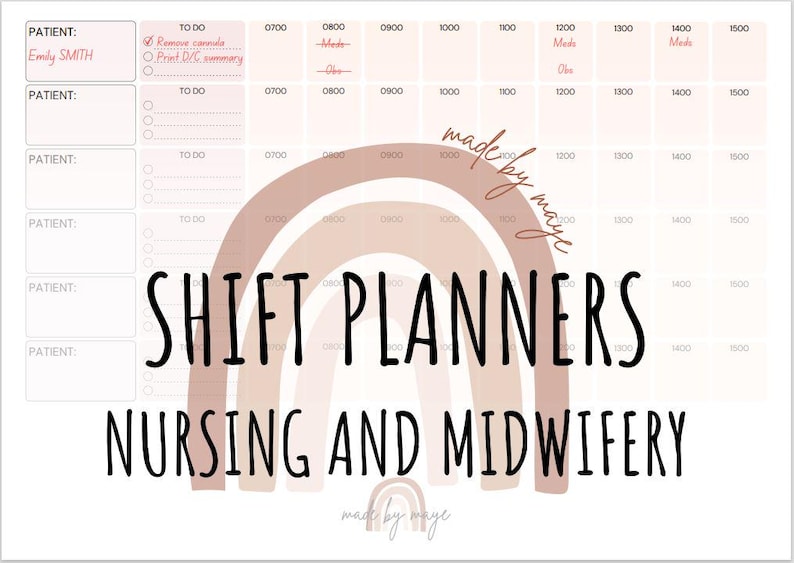 Midwife Rota Example Nurse/midwife Shift Planners, Handover/report Sheets, 24 Pg Instant ...