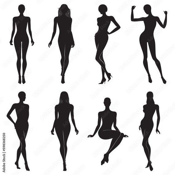 Full body silhouette of a woman posing while - Stock
