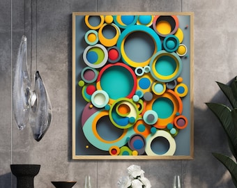 Colorful Circles Wall Art Print - Set of 2 (Digital Download)