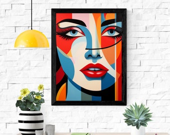 Colorful Woman Pop Art Print: Modern Home Decor (Digital Download)