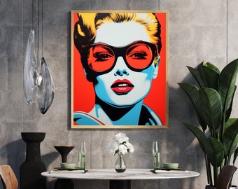 Pop Art Woman Portrait: Colorful Vintage Modern Art (Digital Download)