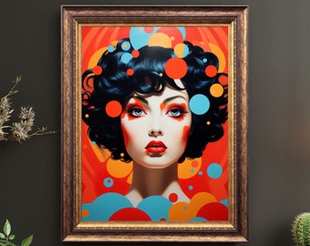 Colorful Pop Art Woman Portrait: Modern Home Decor (Digital Download)