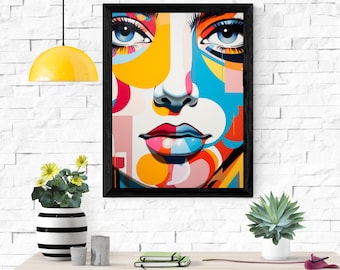 Colorful Pop Art Woman Portrait: Modern Digital Wall Art (PDF)