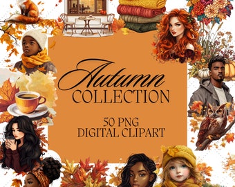Autumn PNG Clip Art Bundle: Fall Leaves, Pumpkins (Digital Download)
