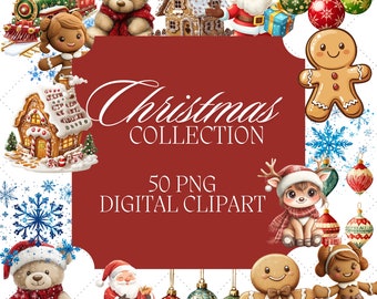 Christmas Clipart: Holiday PNG Graphics (Digital Download)