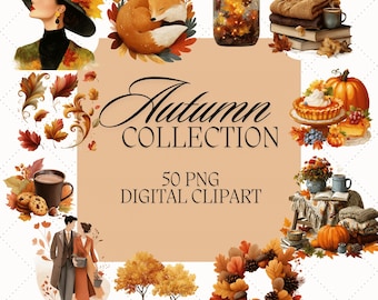 Autumn Clipart Bundle: Fall Leaves, Pumpkins, Acorns (PNG, 300 DPI)