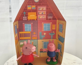 Casa de Peppa Pig imprimible con bricolaje para cortar y ensamblar: incluye versiones coloreadas y coloreables