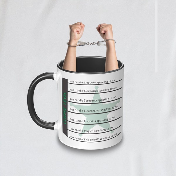 Funny Sheriff Coffee Mug, Coffee Levels, Joke, Sheriff Office Department, Gift