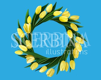 Yellow tulips, Floral Clipart,  Spring Flowers, Flowers and Plants, Watercolor Floral Elements, Botanical Floral Elements