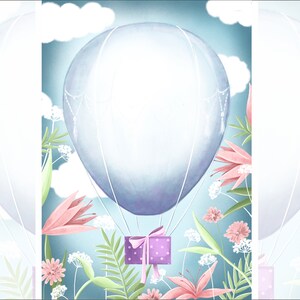 Kind verjaardagsuitnodiging sjabloon, kinderverjaardag, uitnodigingssjabloon, ballon, bloemen, geschenken