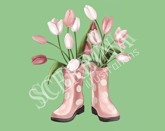 Tulips, Floral Clipart,  Spring Flowers, Flowers and Plants, Watercolor Floral Elements, Botanical Floral Elements