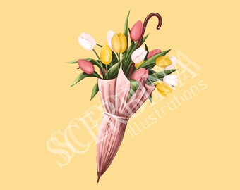 Tulips, Floral Clipart,  Spring Flowers, Flowers and Plants, Watercolor Floral Elements, Botanical Floral Elements