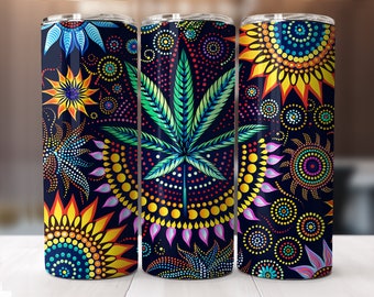 Marijuana Leaf Sunflower Dot Design Graphic