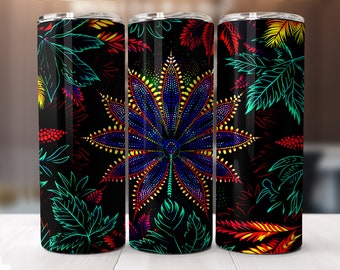 Marijuana Leaf Neon Dot Design Graphic