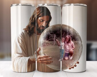 Jesus Holding a Crystal Sphere – High-Resolution PNG