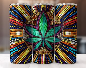 Marijuana Leaf Dot Design Graphic