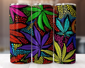 Vivid Marijuana Leaf Dot Design Graphic