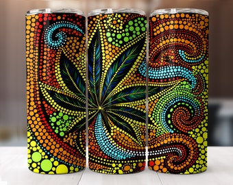 Marijuana Leaf Swirl Dot Design Graphic
