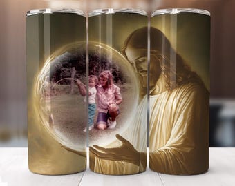 Jesus Holding a glowing Crystal Sphere – High-Resolution transparent PNG for Custom Projects