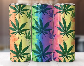 Vertical Rainbow Marijuana Leaf Design High Resolution Graphic