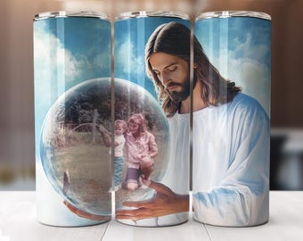 Jesus Holding a Crystal Sphere – High-Resolution Graphic for Custom Projects